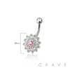 316L SURGICAL STEEL MULTI CZ FLOWER NON DANGLE BELLY BUTTON NAVEL RING 
